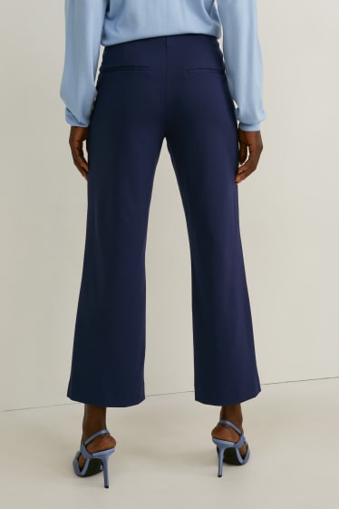 Femmes - Pantalon en toile - high waist - regular fit - bleu foncé