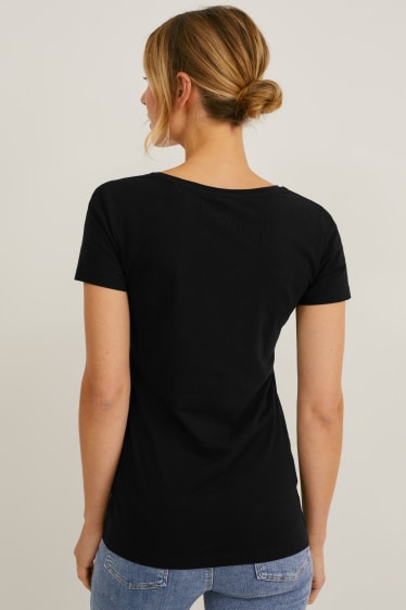 Damen - Multipack 2er - Basic-T-Shirt - schwarz