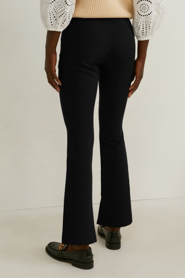 Femmes - Pantalon en toile - mid waist - coupe droite - noir