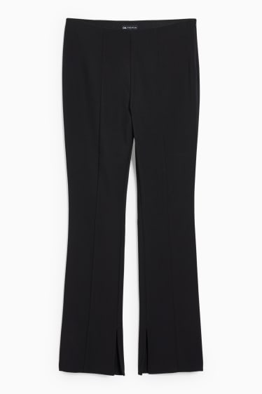 Femmes - Pantalon en toile - mid waist - coupe droite - noir