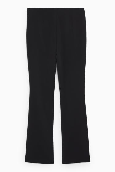 Femmes - Pantalon en toile - mid waist - coupe droite - noir