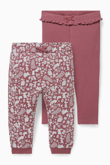 Bebés - Pack de 2 - pantalones de deporte y leggings para bebé - rosa oscuro