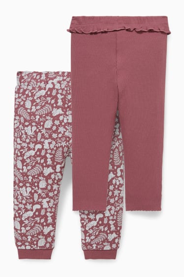 Bébés - Lot de 2 - pantalon de jogging et leggings pour bébé - rose foncé