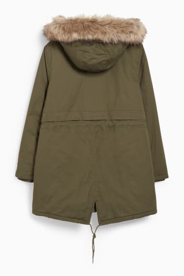 Donna - CLOCKHOUSE - parka con cappuccio e inserto in ecopelliccia - verde scuro