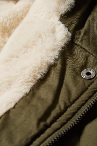 Donna - CLOCKHOUSE - parka con cappuccio e inserto in ecopelliccia - verde scuro