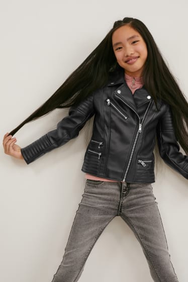 Children - Biker jacket - faux leather - black