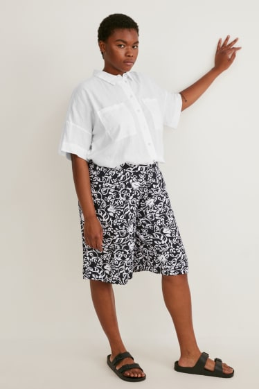 Mujer - Shorts - mid waist - negro / blanco