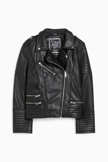 Bambine - Giacca stile motociclista - similpelle - nero
