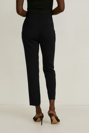 Femmes - Pantalon en toile - mid waist - slim fit - noir