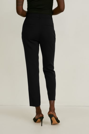 Women - Cloth trousers - mid-rise waist - slim fit - black