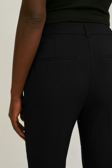 Women - Cloth trousers - mid-rise waist - slim fit - black