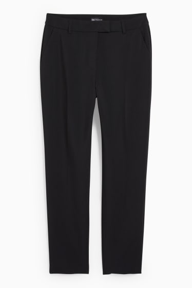 Women - Cloth trousers - mid-rise waist - slim fit - black