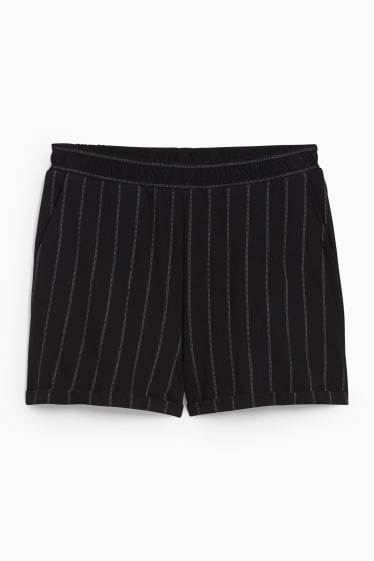 Femei - Pantaloni scurți - talie medie - cu dungi - negru