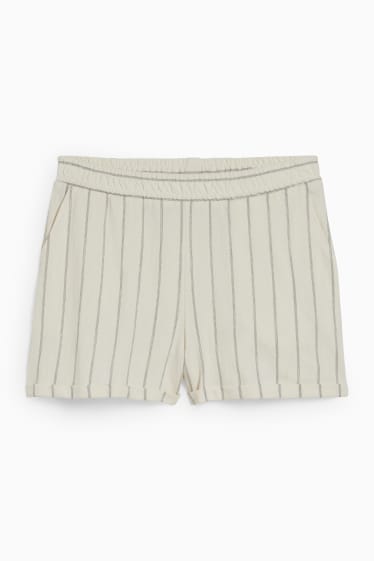Donna - Shorts - vita media - a righe - bianco crema