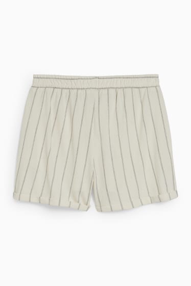 Donna - Shorts - vita media - a righe - bianco crema