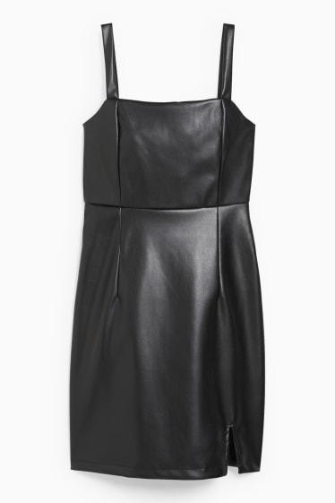 Dames - CLOCKHOUSE - jurk - imitatieleer - zwart