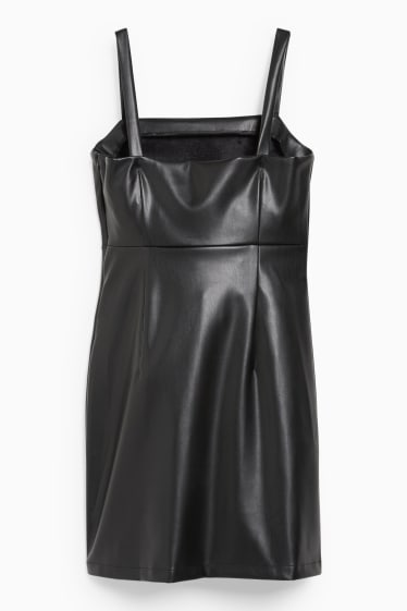 Dames - CLOCKHOUSE - jurk - imitatieleer - zwart