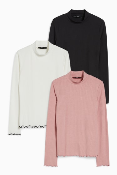 Bambine - Confezione da 3 - maglia a maniche lunghe - nero