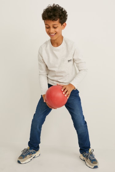 Kinderen - Slim jeans - thermojeans - jog denim - jeansblauw