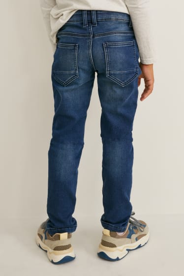 Dzieci - Slim jeans - ciepłe dżinsy - jog denim - dżins-niebieski