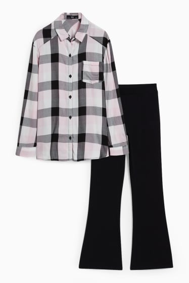 Children - Set - blouse and leggings - 2 piece - black / rose