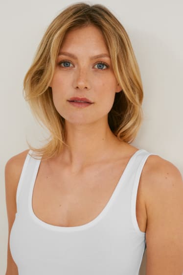 Dames - Set van 2 - basic-topje - wit