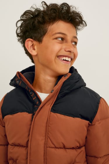 Children - Quilted jacket with hood - havanna