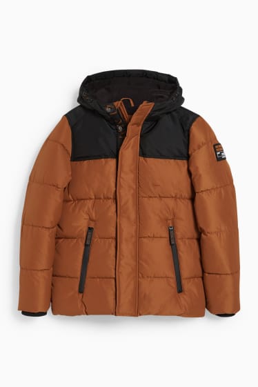 Children - Quilted jacket with hood - havanna