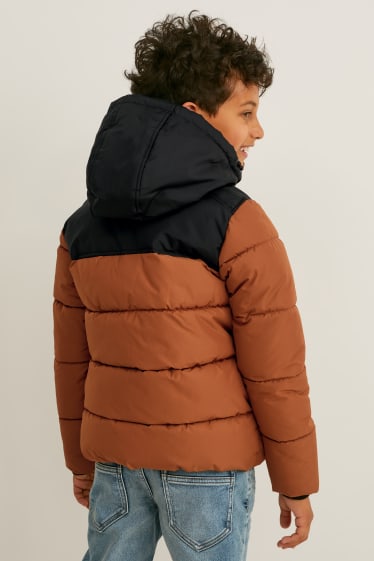 Kinder - Steppjacke mit Kapuze - havanna