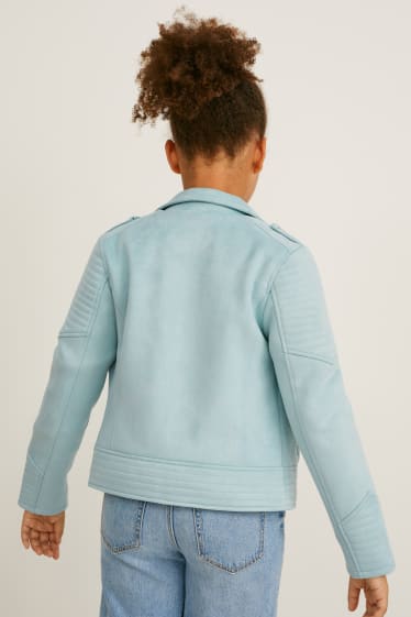 Kinder - Bikerjacke - Velourslederimitat - mintgrün