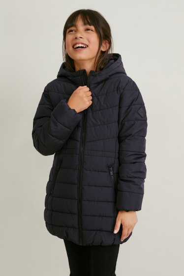 Kinder - Steppjacke mit Kapuze - schwarz