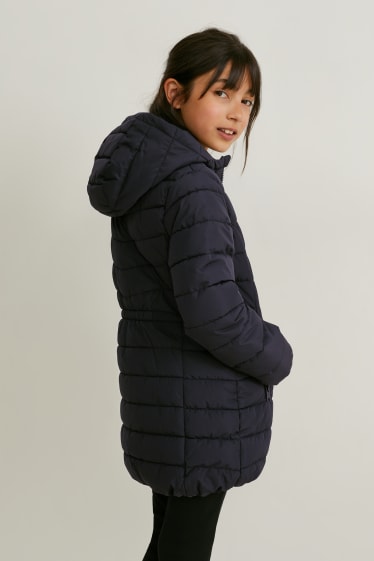 Kinder - Steppjacke mit Kapuze - schwarz