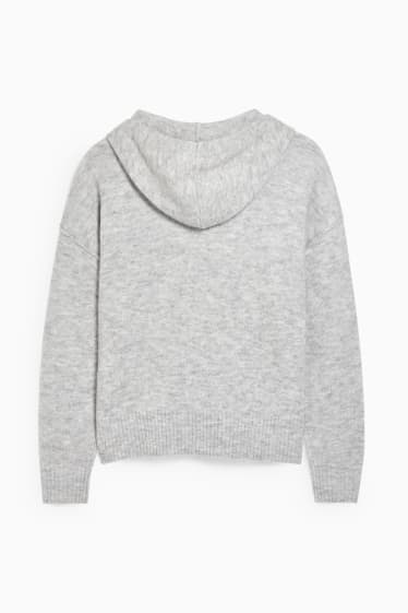 Damen - Kapuzenpullover - grau-melange