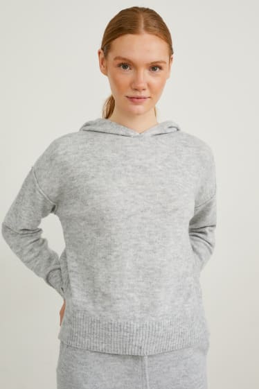 Dames - Capuchontrui - grijs-mix