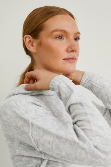 Damen - Kapuzenpullover - grau-melange