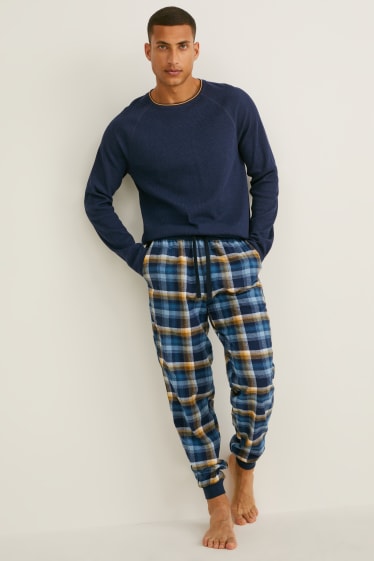 Bărbați - Pijama cu pantaloni din flanel - albastru închis
