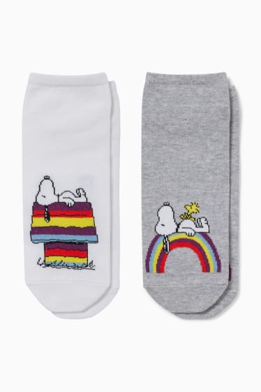 Femmes - Lot de 2 paires - socquettes à motif - Peanuts - blanc / gris