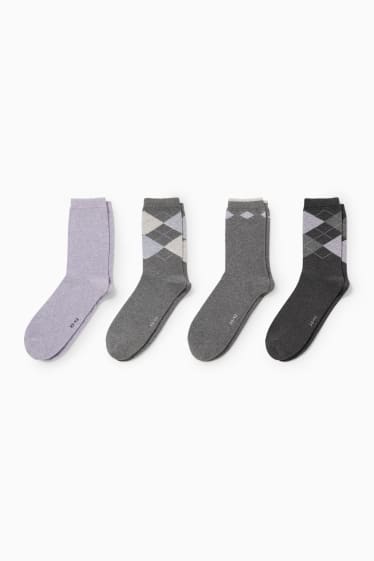 Dames - Set van 4 paar - sokken - grijs / paars