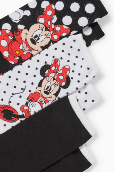 Dames - Set van 6 paar - sneakersokken met motief - Minnie Mouse - zwart