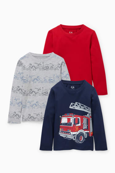 Kinderen - Set van 3 - longsleeve - donkerblauw