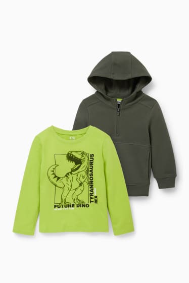 Niños - Pack de 2 - sudadera con capucha y camiseta de manga larga - verde claro