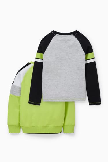 Dětské - Multipack 2 ks - mikina a tričko s dlouhým rukávem - neonově zelená