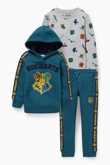 Bambini - Harry Potter - set - felpa con cappuccio, maglia a maniche lunghe e pantaloni sportivi - turchese scuro