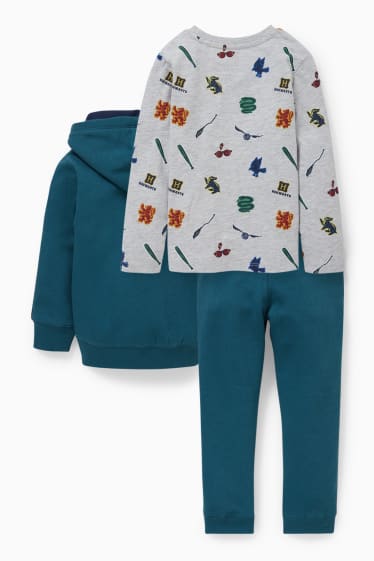 Bambini - Harry Potter - set - felpa con cappuccio, maglia a maniche lunghe e pantaloni sportivi - turchese scuro