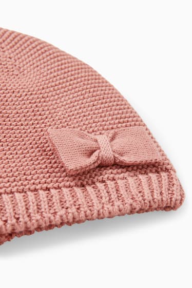 Babies - Knitted baby hat - dark rose