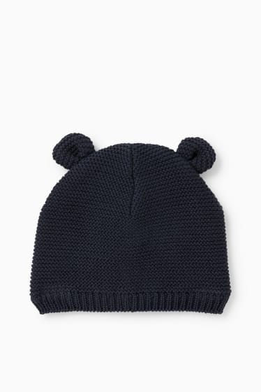 Baby Jungen - Baby-Strick-Mütze - dunkelblau