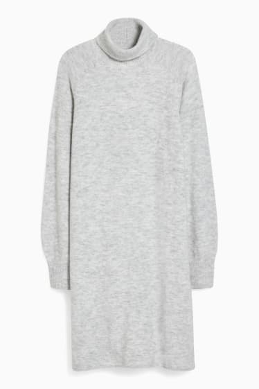 Women - Knitted dress - light gray-melange