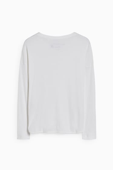 Damen - Basic-Langarmshirt - weiß