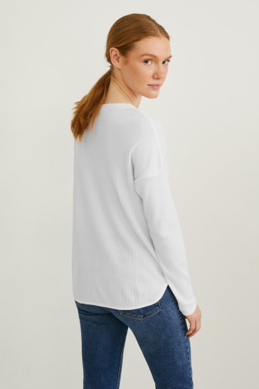 Damen - Basic-Langarmshirt - weiß