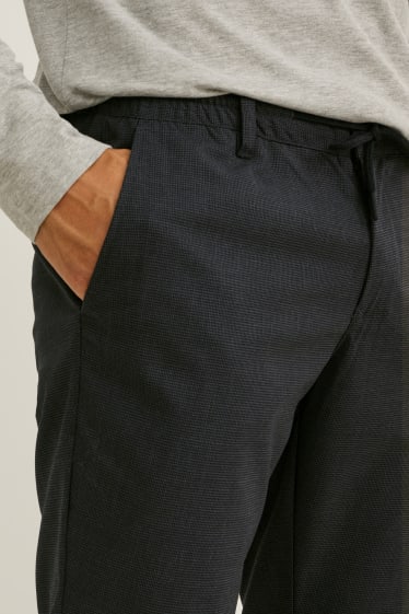 Pánské - Plátěné kalhoty - tapered fit - LYCRA® - antracitová